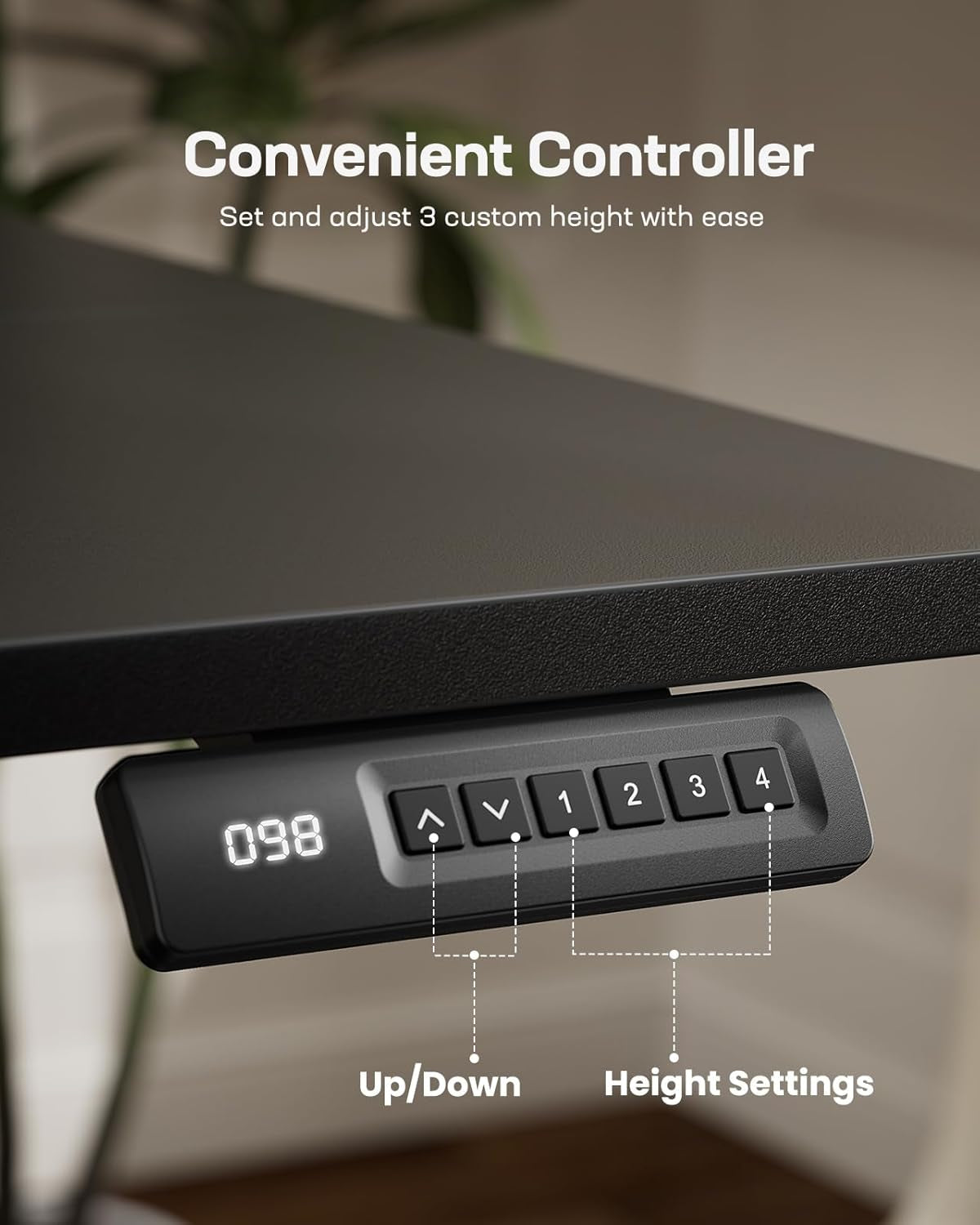 Standing Desk Adjustable Height Stand up Home Office Desk, 48X24 Inch Electric Standing Computer Desk, with 4 Memory Presets, Headphone Hook, Cable Organizer, Black-4