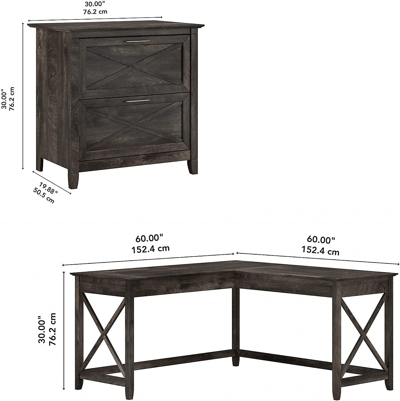 Key West L Shaped Desk with Mobile File Cabinet-2