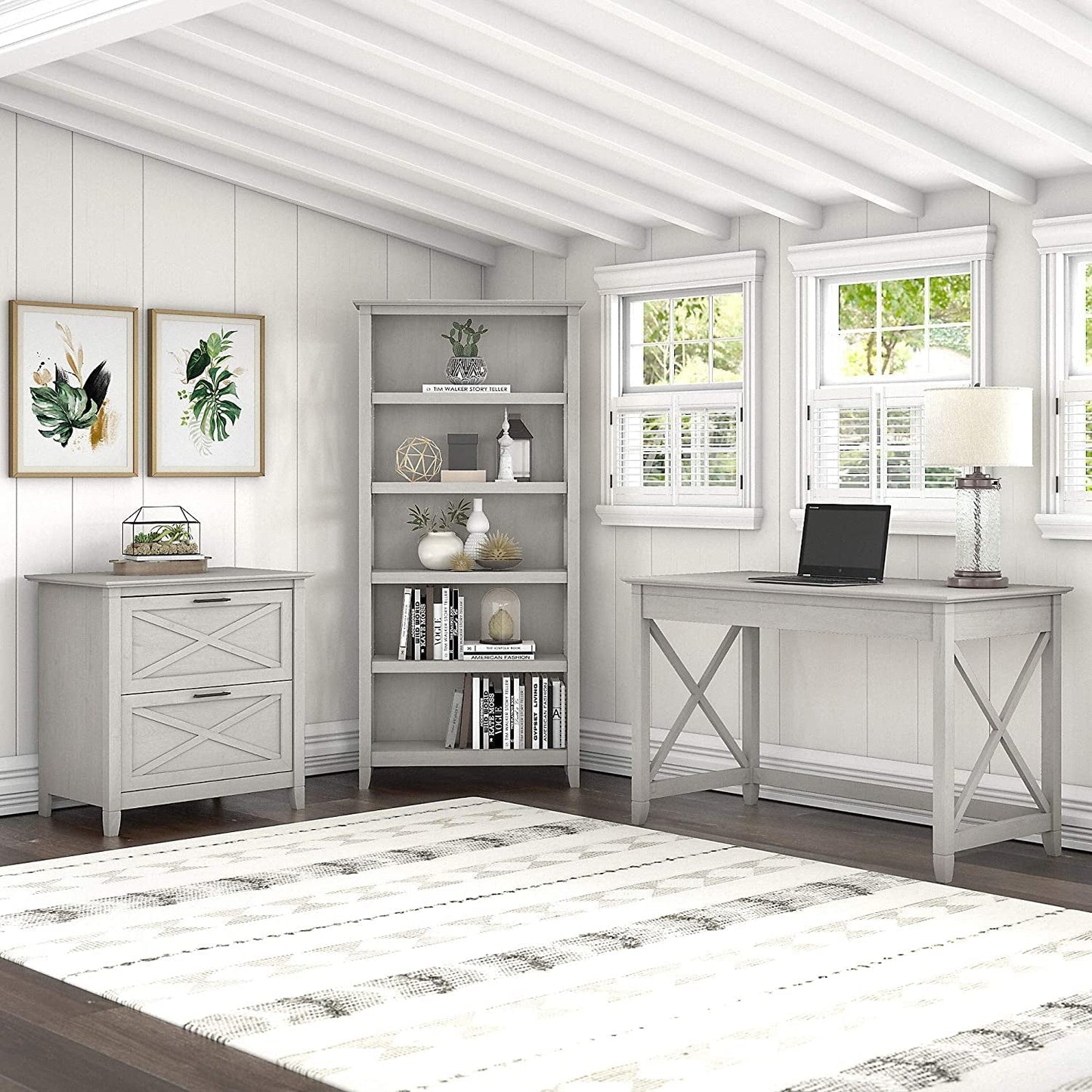 Key West Writing Desk with Lateral File Cabinet-0