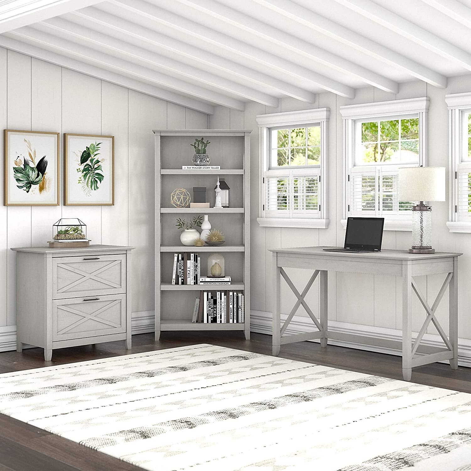Key West Writing Desk with Lateral File Cabinet-0