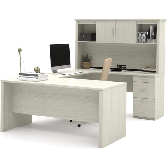 White Chocolate U/L Shaped Executive Office Desk