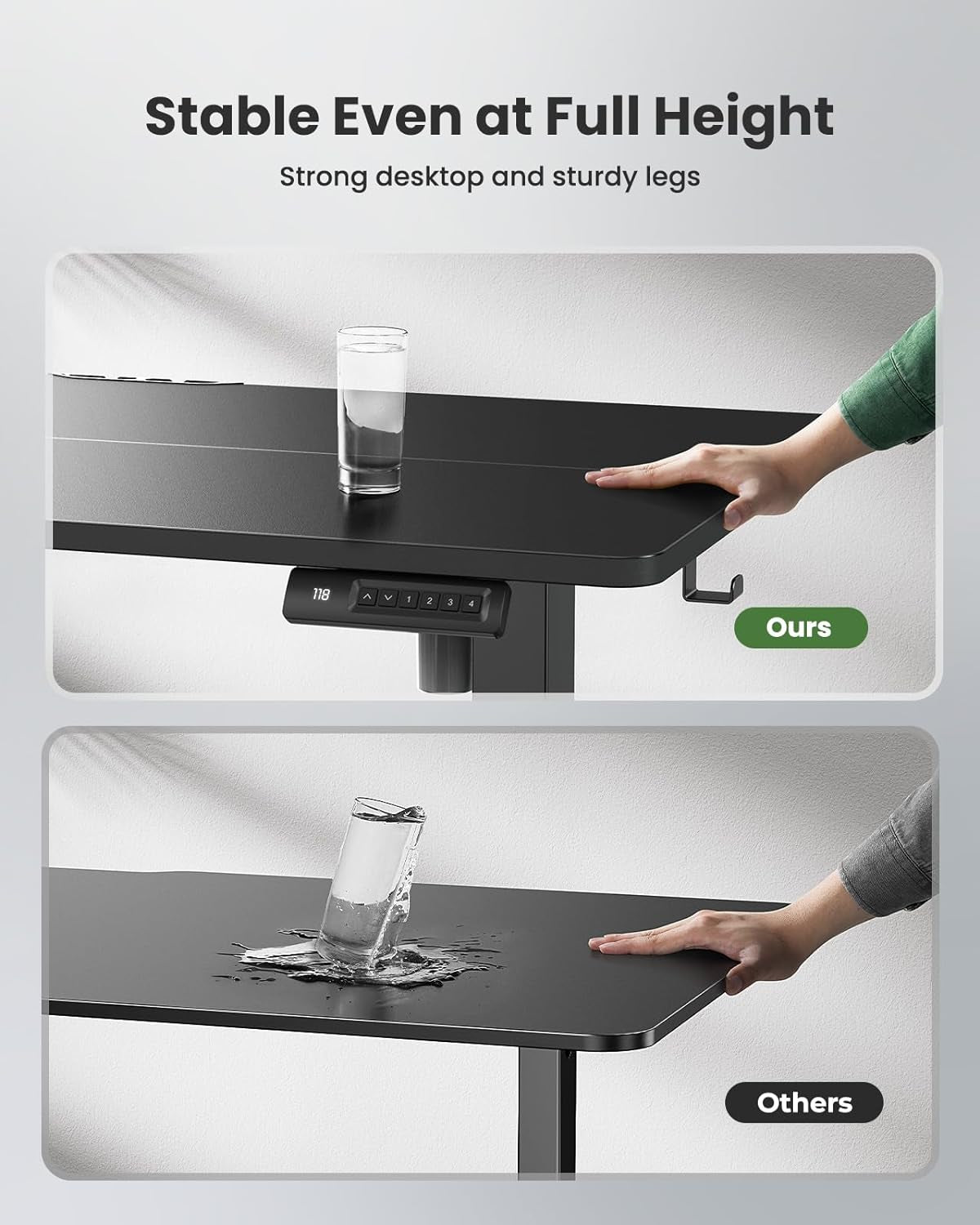 Standing Desk Adjustable Height Stand up Home Office Desk,‎ 48X24 Inch Electric Standing Computer Desk, with 4 Memory Presets, Headphone Hook, Cable Organizer, Black-3