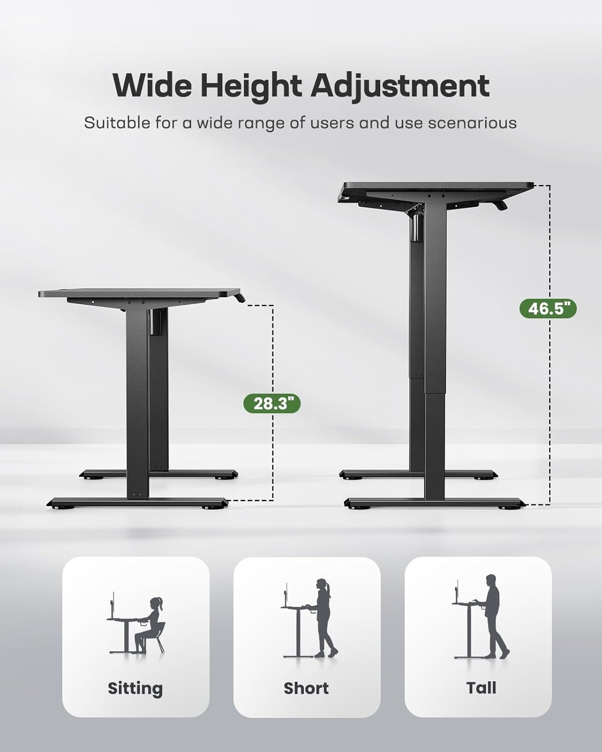 Standing Desk Adjustable Height Stand up Home Office Desk,‎ 48X24 Inch Electric Standing Computer Desk, with 4 Memory Presets, Headphone Hook, Cable Organizer, Black-2